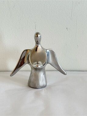 Vintage Hoselton Canada polished aluminum Angel Figurine Sculpture signed 1965